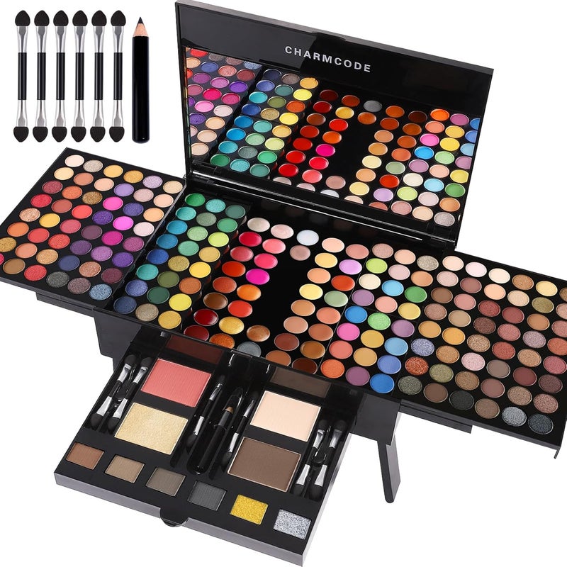 CHARMCODE 190 Colors Cosmetic Make up Palette Set Kit Combination with Eyeshadow Facial Blusher Eyebrow Powder Face Concealer Powder Eyeliner Pencil A Mirror All-in-One Makeup Gift Sets For Women - Image 1